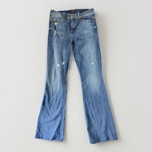 Mother The Cruiser Rough It Up Jeans Women's 27 Flare Blue Wash Straight $238